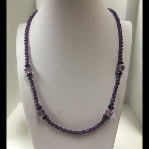 Faceted Amethyst with Sterling Silver Necklace